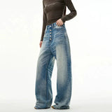 Ceekoo Blue Straight Wide-leg Jeans