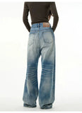 Ceekoo Blue Straight Wide-leg Jeans