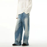 Ceekoo Blue Straight Wide-leg Jeans