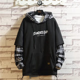 Ceekoo  - Black Patchwork Hoodies Autumn Spring Men's Sweatshirts Hiphop Punk Streetwear Casual Pullover New Plaid Hoodies