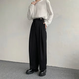 Ceekoo  -  Black Suit Pants Men Oversized Fashion Social Mens Dress Pants Korean Loose Straight Wide Leg Pants Mens Office Formal Trousers