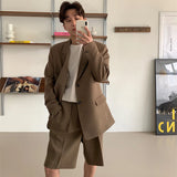 Ceekoo  -  Brown Black Suit Jacket Men Fashion Social Mens Dress Jacket Korean Loose Casual Suit Jacket Mens Office Formal Jacket Coat