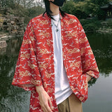 Ceekoo  - Japanese Style Men's Lightweight Kimono Jacket Dragon Print Kimono Cardigan New Arrival Street Shirt Harajuku Kimono Couple Tops