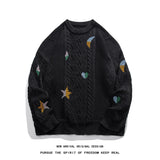 Ceekoo  -  Korean Style Round Neck Couple Sweater Autumn Winter New Men's Knitted Pullovers Embroidery Patterns Male Knitwear Clothing