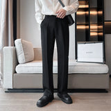 Ceekoo  -  White Gray Black Suit Pants Men Slim Fashion Social Mens Dress Pants Korean Straight Pants Mens Office Formal Trousers M-3XL