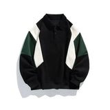 Ceekoo Contrasting Color Polo Sweatshirt