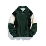 Ceekoo Contrasting Color Polo Sweatshirt