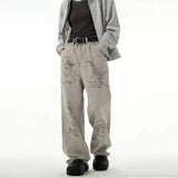 Ceekoo Gray Graffiti Wide-Leg Jeans