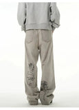 Ceekoo Gray Graffiti Wide-Leg Jeans