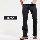 Ceekoo Mens Boot Cut Jeans Slightly Flared Slim Fit Blue Black Trousers Designer Classic Male Stretch Denim Pants