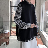 Ceekoo Autumn Sweater Vest Men's Fashion O-neck Knitted Pullover Men Loose Korean Vest Knitting Sweaters Mens Clothes M-3XL