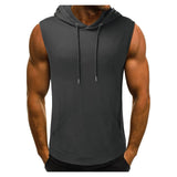 Ceekoo Brand Gyms Clothing Mens Bodybuilding Hooded Tank Top Cotton Sleeveless Vest Sweatshirt Fitness Workout Sportswear Tops Male