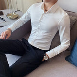 Ceekoo   Long Sleeve Shirts For Men Clothing Business Formal Wear Camisa Social Masculina Slim Fit Chemise Homme