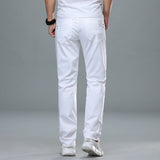 CeekooClassic Style Men's Regular Fit White Jeans Business Fashion Denim Advanced Stretch Cotton Trousers Male Brand Pants