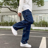 Ceekoo  Men Wide Leg Jeans Hip Hop Casual Men's Straight Baggy Denim Pants Streetwear Skateboard Pant Neutral Trousers Plus Size S-5XL