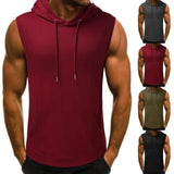 Ceekoo Brand Gyms Clothing Mens Bodybuilding Hooded Tank Top Cotton Sleeveless Vest Sweatshirt Fitness Workout Sportswear Tops Male