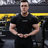 Ceekoo  Black Gym Skinny T-shirt Men Casual Short Sleeve Shirt Male Summer Fitness Bodybuilding Cotton Tees Tops Running Sport Clothing