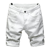  Ceekoo Summer New Men's Ripped Denim Shorts Classic Style Black White Fashion Casual Slim Fit Short Jeans Male Brand