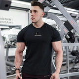 Ceekoo  Black Gym Skinny T-shirt Men Casual Short Sleeve Shirt Male Summer Fitness Bodybuilding Cotton Tees Tops Running Sport Clothing