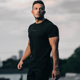 Ceekoo  Black Gym Skinny T-shirt Men Casual Short Sleeve Shirt Male Summer Fitness Bodybuilding Cotton Tees Tops Running Sport Clothing