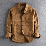 CeekooRetro Male Cargo Shirt Jacket Canvas Cotton Khaki Military Uniform Light Casual Work Safari Style Shirts Mens Top Clothing