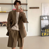 Ceekoo  -  Summer Korean Shorts Men's Fashion Solid Color Business Casual Dress Shorts Men Streetwear Wild Loose Suit Shorts Mens M-XL