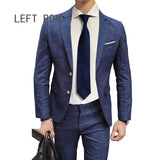 Ceekoo Jacket + Pants / Fashion Boutique Plaid Formal Business Mens Slim Suit 2 Pcs Set Groom Wedding Dress Blazer and Pants