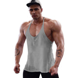 Ceekoo Men's Gym Workout Bodybuilding  Cotton Tank Tops  Y Back Fitness Thin Shoulder Strap Muscle Fit Stringer Sleeveless Shirt