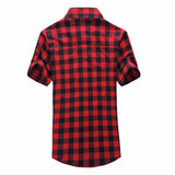 Ceekoo  Red And Black Plaid Shirt Men Shirts  New Summer Fashion Chemise Homme Mens Checkered Shirts Short Sleeve Shirt Men Blouse
