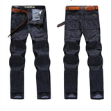 Ceekoo Men's Military Jeans Pants Workwear Multi-Pockets Cargo Jeans Straight Motorcycle Denim Pants Casual Biker Long Trousers