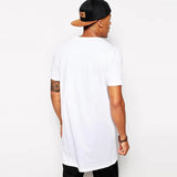 Ceekoo  Brand Men's Cotton Clothing White Long T Shirt Hip Hop Men T-Shirt Extra Long Length Man Tops Tee Long Line Tshirt For Male