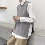 Ceekoo Autumn Sweater Vest Men's Fashion O-neck Knitted Pullover Men Loose Korean Vest Knitting Sweaters Mens Clothes M-3XL