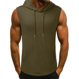 Ceekoo Brand Gyms Clothing Mens Bodybuilding Hooded Tank Top Cotton Sleeveless Vest Sweatshirt Fitness Workout Sportswear Tops Male