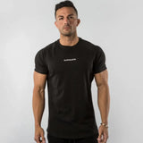 Ceekoo  Black Gym Skinny T-shirt Men Casual Short Sleeve Shirt Male Summer Fitness Bodybuilding Cotton Tees Tops Running Sport Clothing