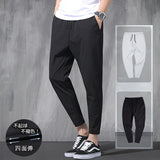 Ceekoo New Korean Ice Silk Elastic Trousers Four Seasons Thin Casual Men'S Loose 9-Point Large Size Small Foot Sports Pants Spring