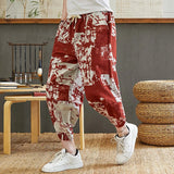 Ceekoo   Cotton Harem Pants Men  Summer Japanese Men Women Hip Hop Plus Size Wide Leg Pants Bloomers Calf-Length Pants Joggers