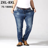 CeekooBig Size Jeans Men 6XL 7XL 8XL 180KG Summer Trousers Homme Stretch Straight Loose Pants Denim Blue Plus Brand Ripped Clothes