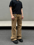 Ceekoo Khaki Straight-leg Cargo Jeans