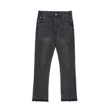 Ceekoo Micro-flared Washed Gray Denim Jeans