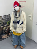 Ceekoo -   Triple Star Zip-up Knit Sweater