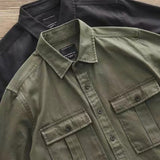 mens outfits Shirt Men's New Ins Versatile Casual Shirt Japanese Pure Cotton Loose American Retro Army Green Shirt Jacket