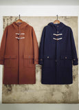 Ceekoo American Retro Horn Button Woolen College Long Coat Men's Jacket