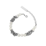 Ceekoo WHITE PEARL CHAIN BRACELET