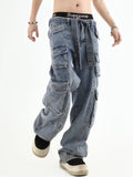 Ceekoo American Multi-Pocket Washed Jeans