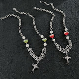 Ceekoo CROSS PEARL CHAIN NECKLACE