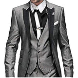 masc outfits New Men's Three-Piece Suit Suit Suit Black Lapel Color Matching Suit Banquet Party Suit Groom Best Man Suit