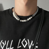 Ceekoo PEARL CUBAN CHAIN NECKLACE