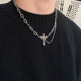 Ceekoo CROSS PENDANT DOUBLE LAYER NECKLACE