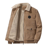 winter fits men Autumn and Winter Corduroy Lambswool Jacket Men's Loose Fleece-lined Thick Casual Lapel Men's Jacket