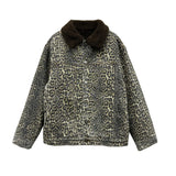 Ceekoo Reversible Cheetah Print Denim Jacket